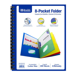 BAZIC 8-Pockets Portfolios Folder w/ View Cover