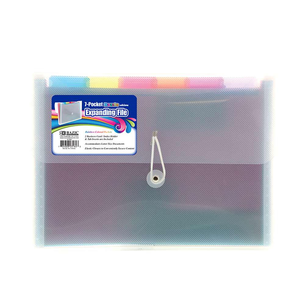 BAZIC Expanding File Letter Size Rainbow Poly 7-Pocket