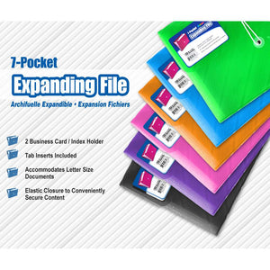 BAZIC Expanding File Letter Size Translucent Poly 7-Pocket