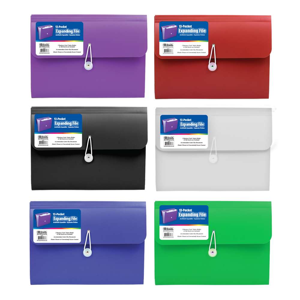 BAZIC Expanding File Letter Size Poly 13-Pocket