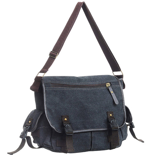 BLACK CANVAS MESSENGER BAG