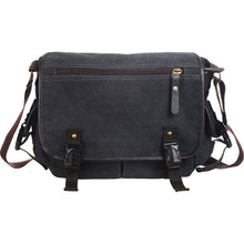 Load image into Gallery viewer, BLACK CANVAS MESSENGER BAG