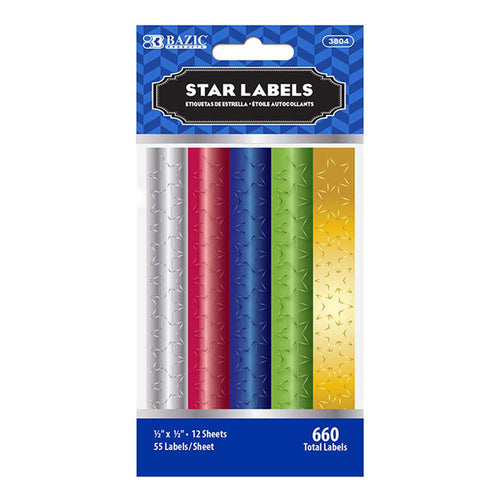 BAZIC ASSORTED COLOR FOIL STAR LABEL 660PK