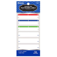 Load image into Gallery viewer, BAZIC ASSORTED COLOR FILE FOLDER LABEL (126/PACK)