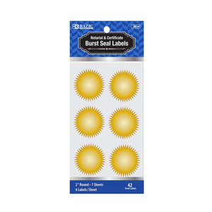 BAZIC 2" GOLD FOIL NOTARY/CERTIFICATE SEAL LABEL 42 PK
