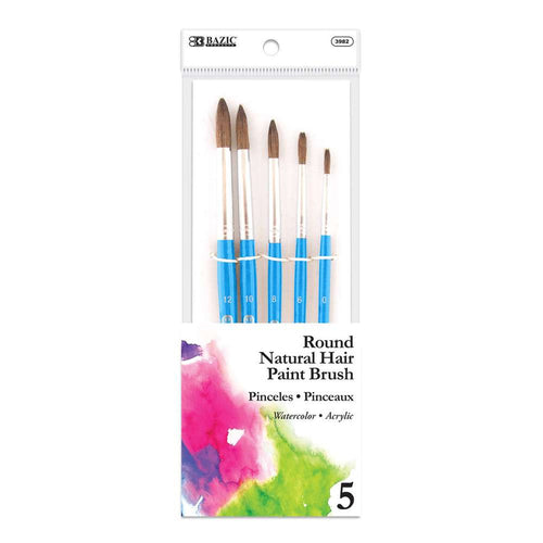 BAZIC ROUND NATURAL HAIR PAINT BRUSH (5/PACK)