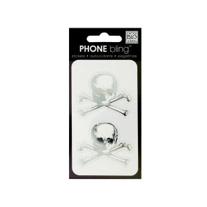 SKULL AND CROSSBONES PHONE BLING REMOVABLE STICKERS