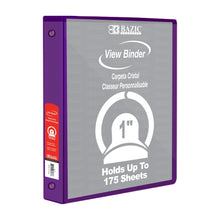 Load image into Gallery viewer, BAZIC 1&quot; Purple 3-Ring View Binder w/ 2-Pockets