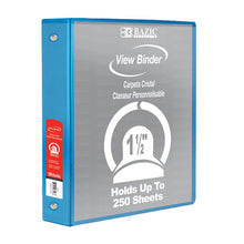 Load image into Gallery viewer, BAZIC 1.5&quot; CYAN 3-RING VIEW BINDER W/2-POCKET