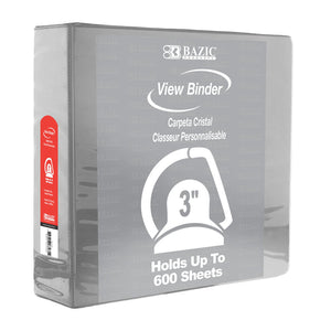 BAZIC 3" GREY SLANT-D RING VIEW BINDER W/2-POCKET