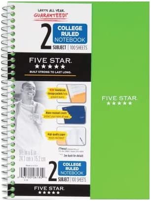MEAD FIVE STAR 2 SUBJECT NOTEBOOK