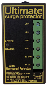 ULTIMATE DIGITAL SURGE PROTECTOR MODULE FOR INVERTER A/C UNITS, ETC 220V AC, 35A DUAL CURRENT SELECTOR SWITCH-HARDWIRED