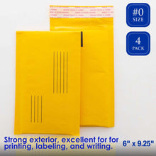 Load image into Gallery viewer, BAZIC Self-Seal Bubble Mailers (#0) 6&quot; x 9.25&quot; (4/Pack)