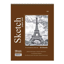 Load image into Gallery viewer, BAZIC 30CT 9&quot; * 12&quot; TOP BOUND SPIRAL PREMIUM SKETCH PAD