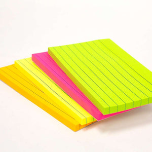 BAZIC Lined Stick On Notes Neon 3" X 5" 70 Ct.