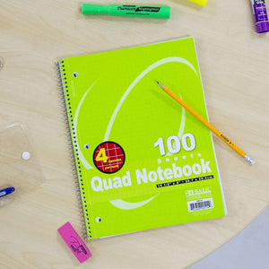 BAZIC Notebook Spiral Quad-Ruled 4-1" 100 Ct.