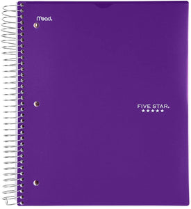 FIVE STAR NOTEBOOK W/CLEARVIEW 5 SUBJECT 100S