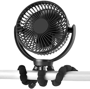 5000mAh Rechargeable Battery Powered Clip Fan with Flexible Tripod, 3 Speed, 360ø Rotatable,