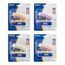 Load image into Gallery viewer, BAZIC MINI PASTEL COLOR STANDARD (26/6) STAPLER W/ 500 CT/ STAPLES