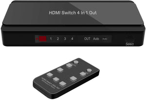 Dinger 4K x 2K 4 Port 4 x 1 HDMI Switcher with PIP and IR Wireless Remote Control, HDMI Switch Box Support PIP, 4K, 1080P, 3D