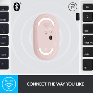 LOGITECH PEBBLE M350 MOUSE OPTICAL WIRELESS BLUETOOTH 2.4GHZ -USB WIRELESS RECEIVER - ROSE