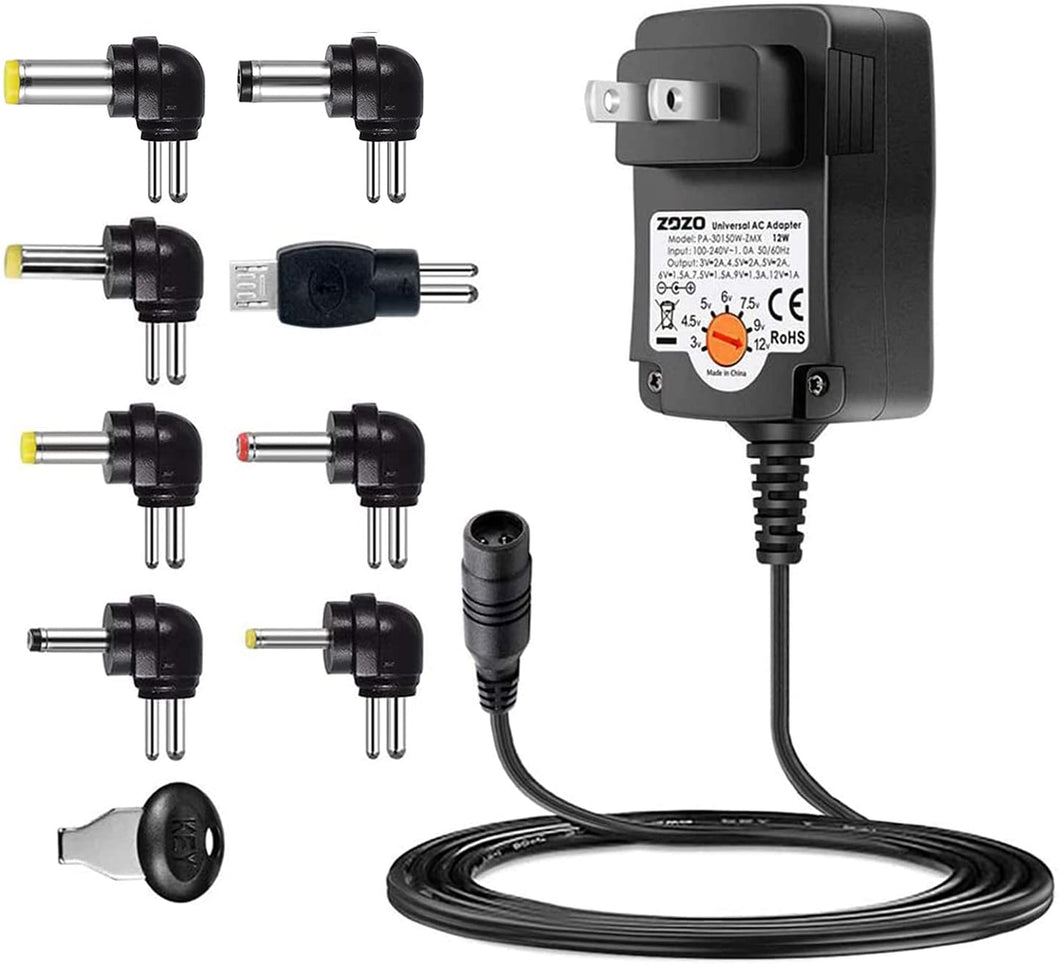 ZOZO 12W 3V-12V Regulated Multi Voltage Switching Replacement Power Adapter