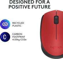 Load image into Gallery viewer, LOGITECH M170 MOUSE RIGHT AND LEFT HANDED WIRELESS 2.4GHZ USB WIRELESS RECEIVER RED