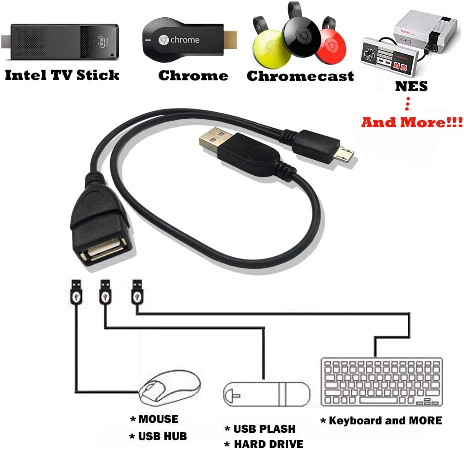 auvipal 2 in 1 powered micro usb to usb otg adapter