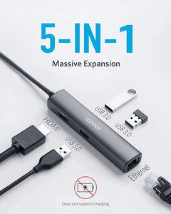 ANKER USB C 5 IN 1 HUB ADAPTER 4K USB C TO HDMI ETHERNET PORT