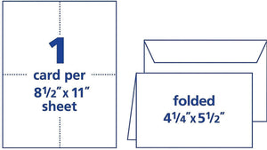 Avery® Quarter-Fold Greeting Cards, 4-1/4" x 5-1/2", Matte White, 20 Cards with Envelopes (3266)