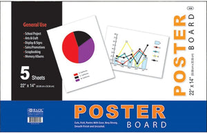 BAZIC 22" X 14" WHITE POSTER BOARD (5/PACK)