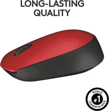 Load image into Gallery viewer, LOGITECH M170 MOUSE RIGHT AND LEFT HANDED WIRELESS 2.4GHZ USB WIRELESS RECEIVER RED