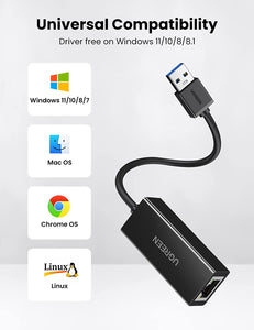 UGREEN USB 3.0 to Ethernet RJ45 Lan Gigabit Network Adapter 10/100/1000 Mbps