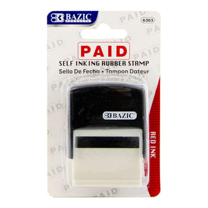 BAZIC Paid Self Inking Rubber Stamp (Red Ink)
