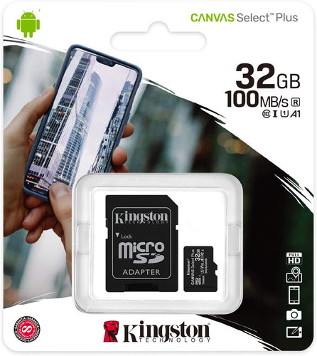 Kingston Canvas Select Plus microSD 32GB Card Class 10 (SD Adapter Included)