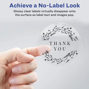 Avery® Glossy Clear Round Labels with Sure Feed™, 2" Diameter, 120 Labels, Permanent Adhesive (22825)