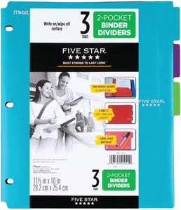 FIVE STAR TAB POLY DIVIDER 2-PKT.