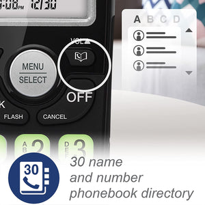 VTECH VG101-11 DECT 6.0 Cordless Phone for Home, Blue-White Backlit Display, Backlit Big Buttons, Full Duplex Speakerphone, Caller ID/Call Waiting, Easy Wall Mount, Reliable 1000 ft Range (Black)