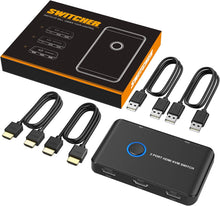 Load image into Gallery viewer, ABLEWE KVM Switch HDMI 2 Port Box, Support UHD 4K@60Hz,with 2 USBCable and 2 HDMI Cable