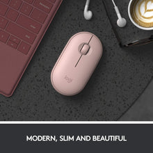 Load image into Gallery viewer, LOGITECH PEBBLE M350 MOUSE OPTICAL WIRELESS BLUETOOTH 2.4GHZ -USB WIRELESS RECEIVER - ROSE