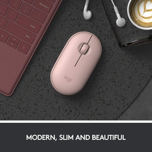 LOGITECH PEBBLE M350 MOUSE OPTICAL WIRELESS BLUETOOTH 2.4GHZ -USB WIRELESS RECEIVER - ROSE