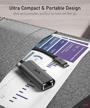 Load image into Gallery viewer, UNI USB-C to Ethernet Adapter, USB Thunderbolt 3 Gray