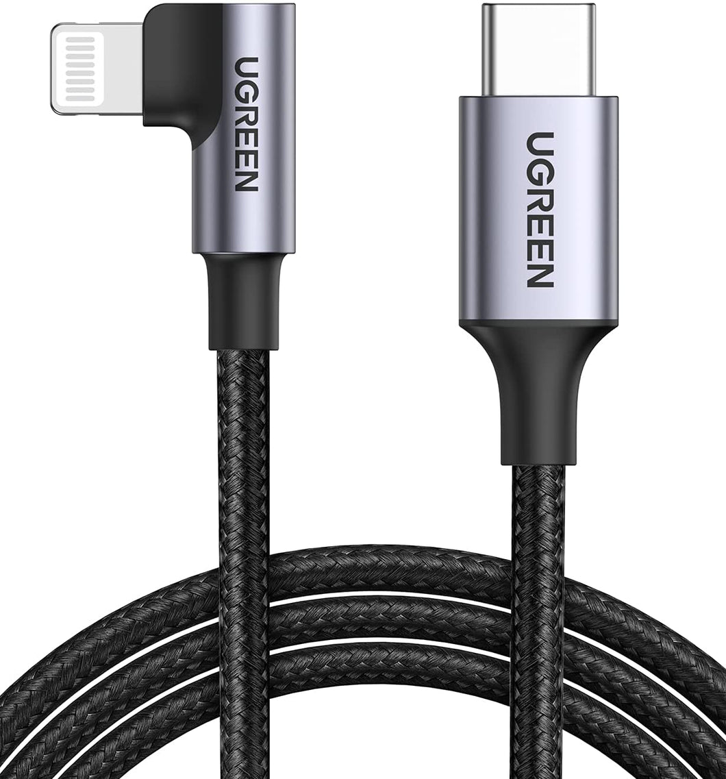 UGREEN USB A TO LIGHTNING RIGHT ANGLE CABLE 6ft GREY