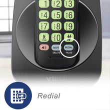 Load image into Gallery viewer, VTECH VG101-11 DECT 6.0 Cordless Phone for Home, Blue-White Backlit Display, Backlit Big Buttons, Full Duplex Speakerphone, Caller ID/Call Waiting, Easy Wall Mount, Reliable 1000 ft Range (Black)