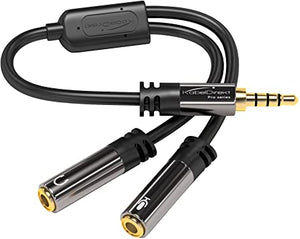 KABEL DIREKT PRO SERIES Y STEREO SPLITTER 1*3.5MM MALE TO 2*3.5MM FEMALE