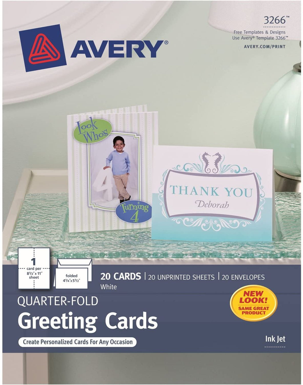 Avery® Quarter-Fold Greeting Cards, 4-1/4