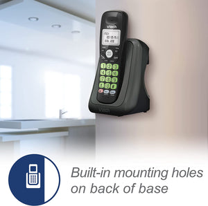 VTECH VG101-11 DECT 6.0 Cordless Phone for Home, Blue-White Backlit Display, Backlit Big Buttons, Full Duplex Speakerphone, Caller ID/Call Waiting, Easy Wall Mount, Reliable 1000 ft Range (Black)
