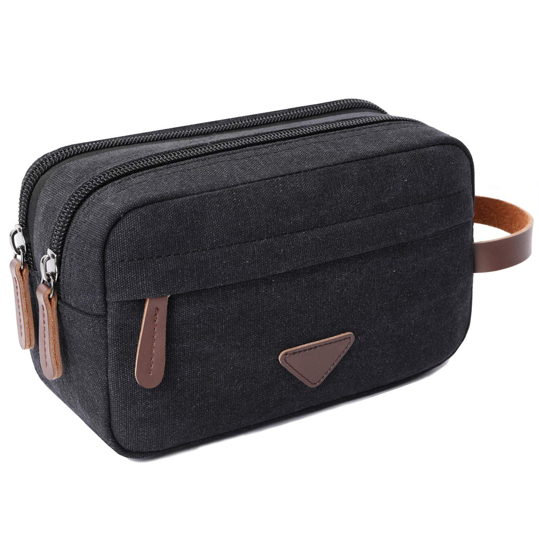 BLACK CANVAS AND LEATHE DOPP