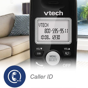 VTECH VG101-11 DECT 6.0 Cordless Phone for Home, Blue-White Backlit Display, Backlit Big Buttons, Full Duplex Speakerphone, Caller ID/Call Waiting, Easy Wall Mount, Reliable 1000 ft Range (Black)