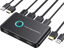 Load image into Gallery viewer, ABLEWE KVM Switch HDMI 2 Port Box, Support UHD 4K@60Hz,with 2 USBCable and 2 HDMI Cable